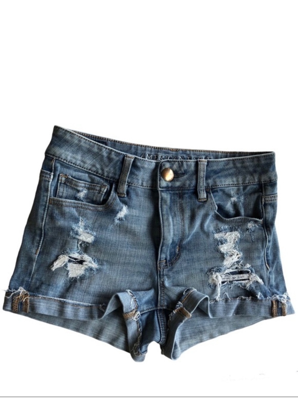 American Eagle Outfitters 360•‎ Super Stretch Hi-Rise Distressed Shortie  4